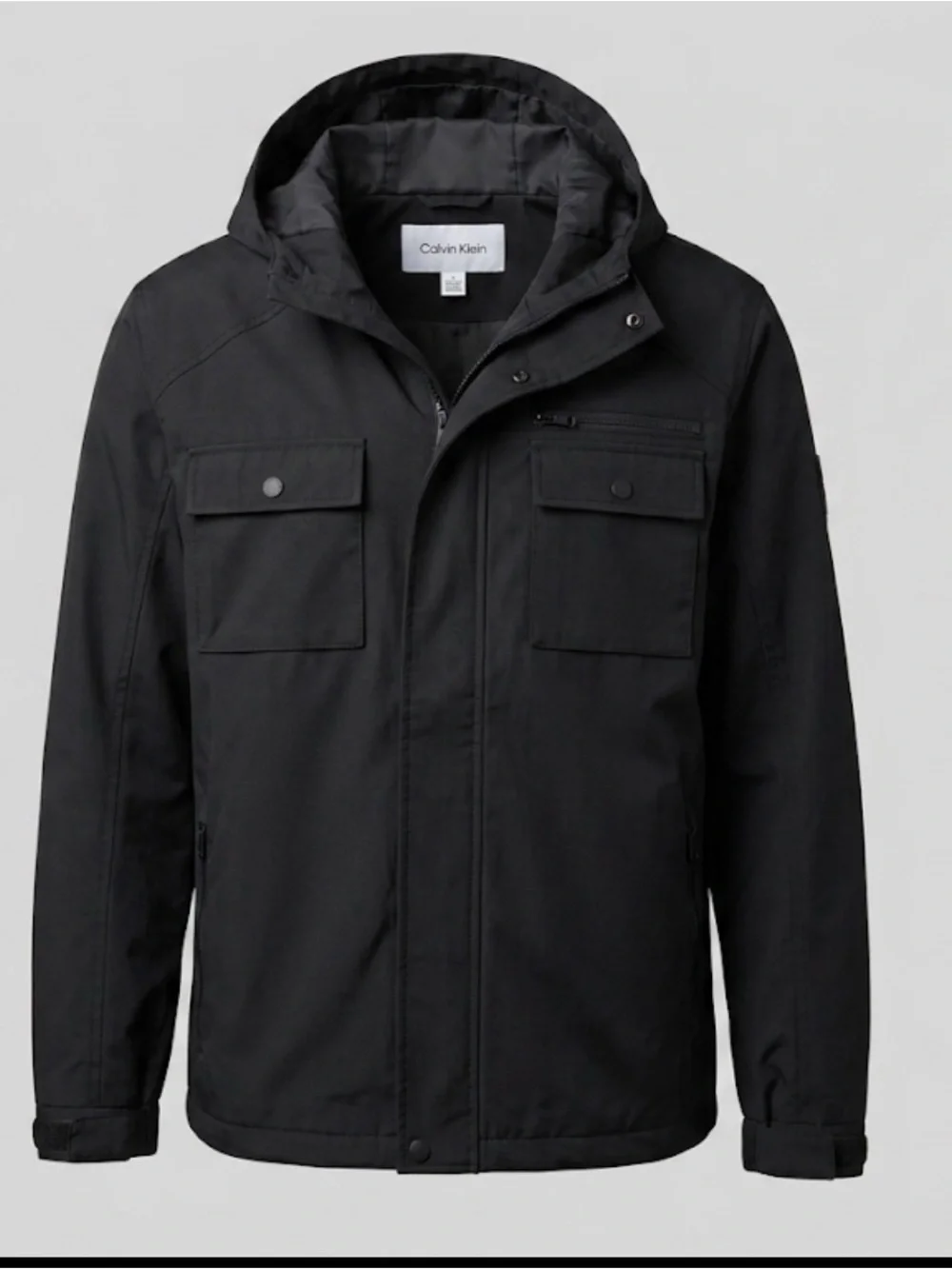 CALVIN KLEIN MEN'S LARGE 3 IN 1 BLACK COAT JACKET HOOD WATER RESISTANT